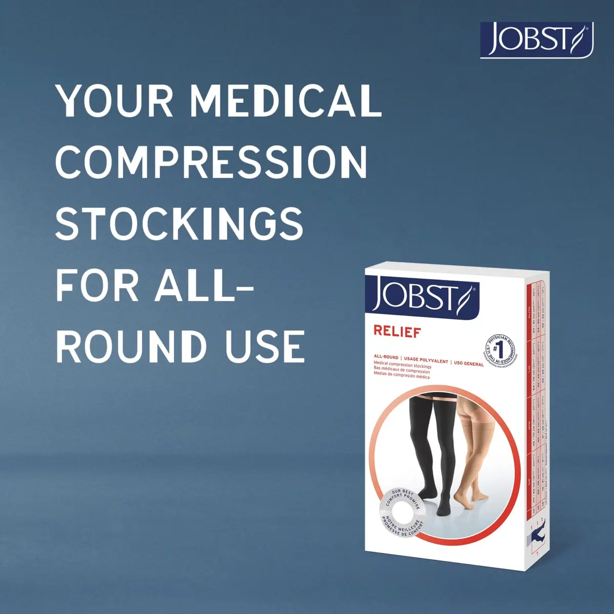 JOBST Relief 20-30 mmHg Compression Stockings Knee High Beige Medium | Support for Tired, Swollen Legs - view 8