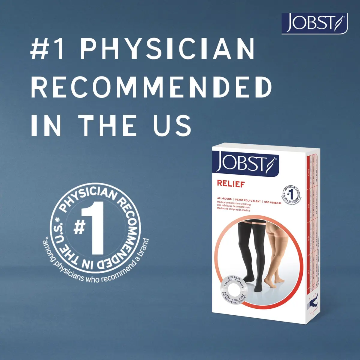 JOBST Relief 20-30 mmHg Compression Stockings Knee High Beige Medium | Support for Tired, Swollen Legs - view 3