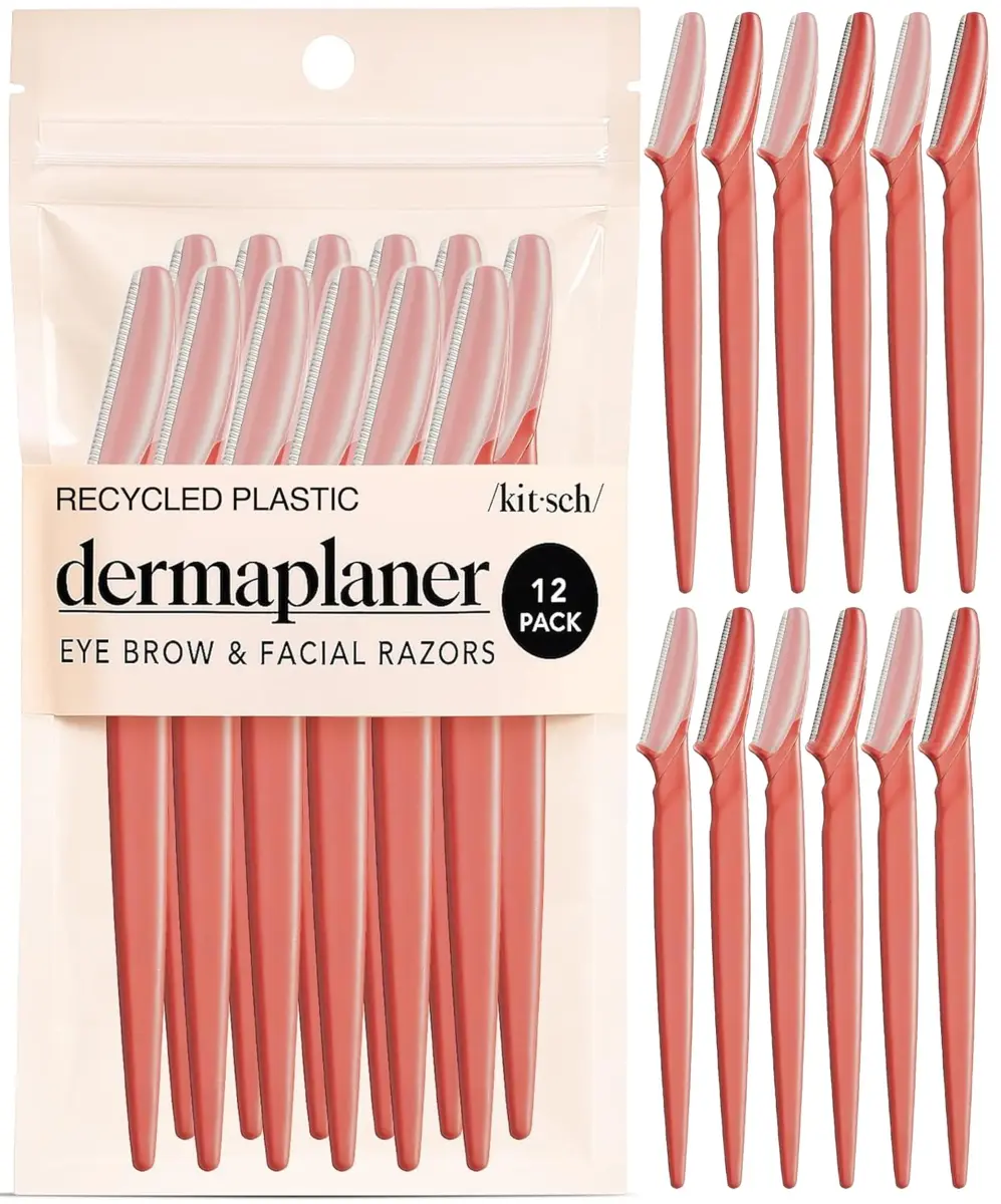 Kitsch Dermaplane Razor for Women Face – Coral, 12 Count | Gentle Exfoliation & Facial Hair Removal - main product image