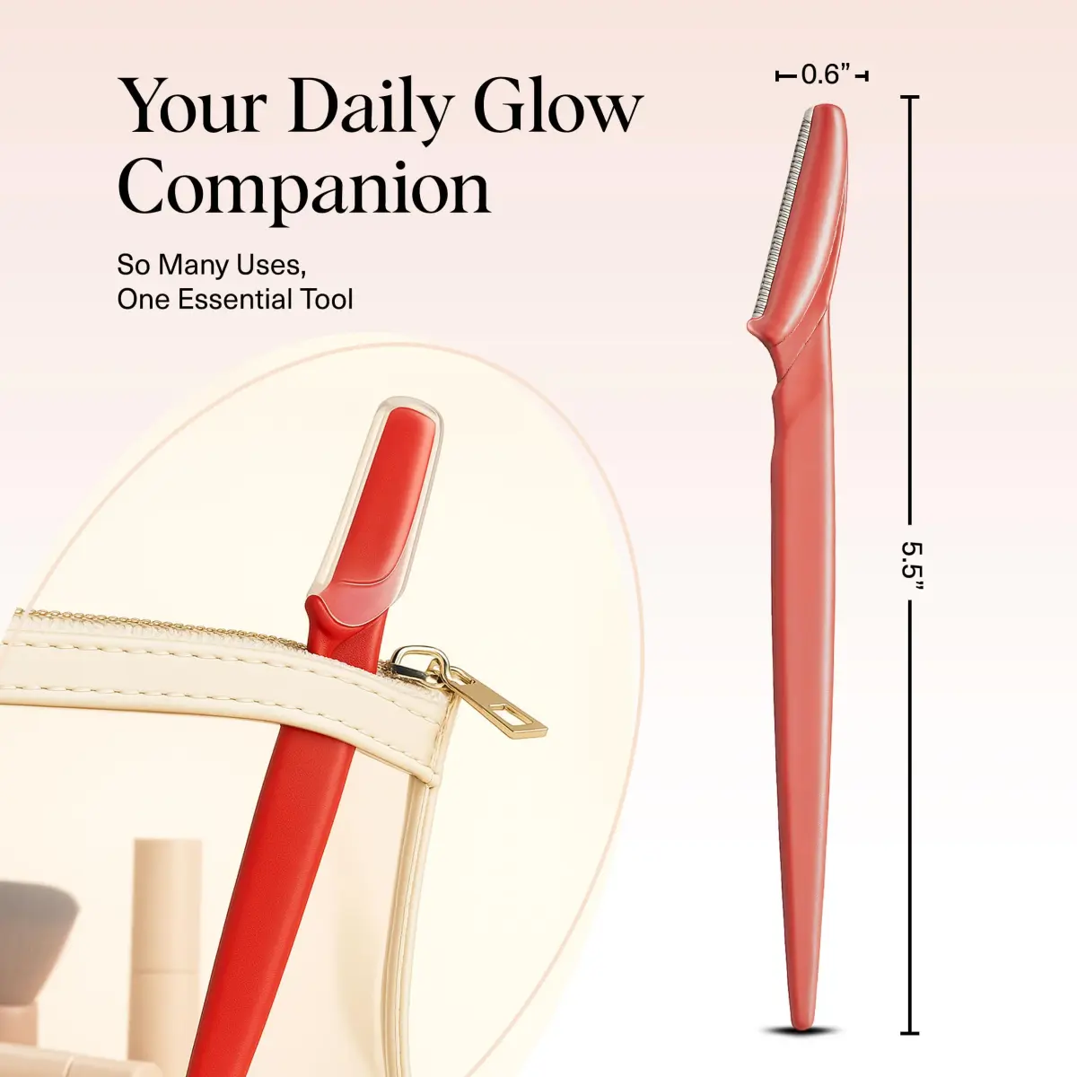 Kitsch Dermaplane Razor for Women Face – Coral, 12 Count | Gentle Exfoliation & Facial Hair Removal - view 5