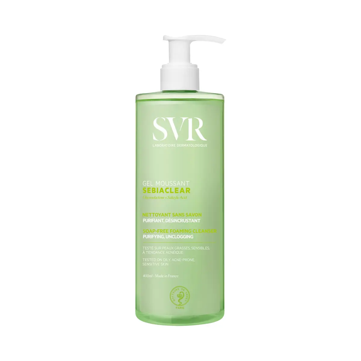 SVR Sebiaclear Foaming Gel Cleanser 13.5 fl oz | Unclogs Pores & Gentle for Sensitive Skin - main product image