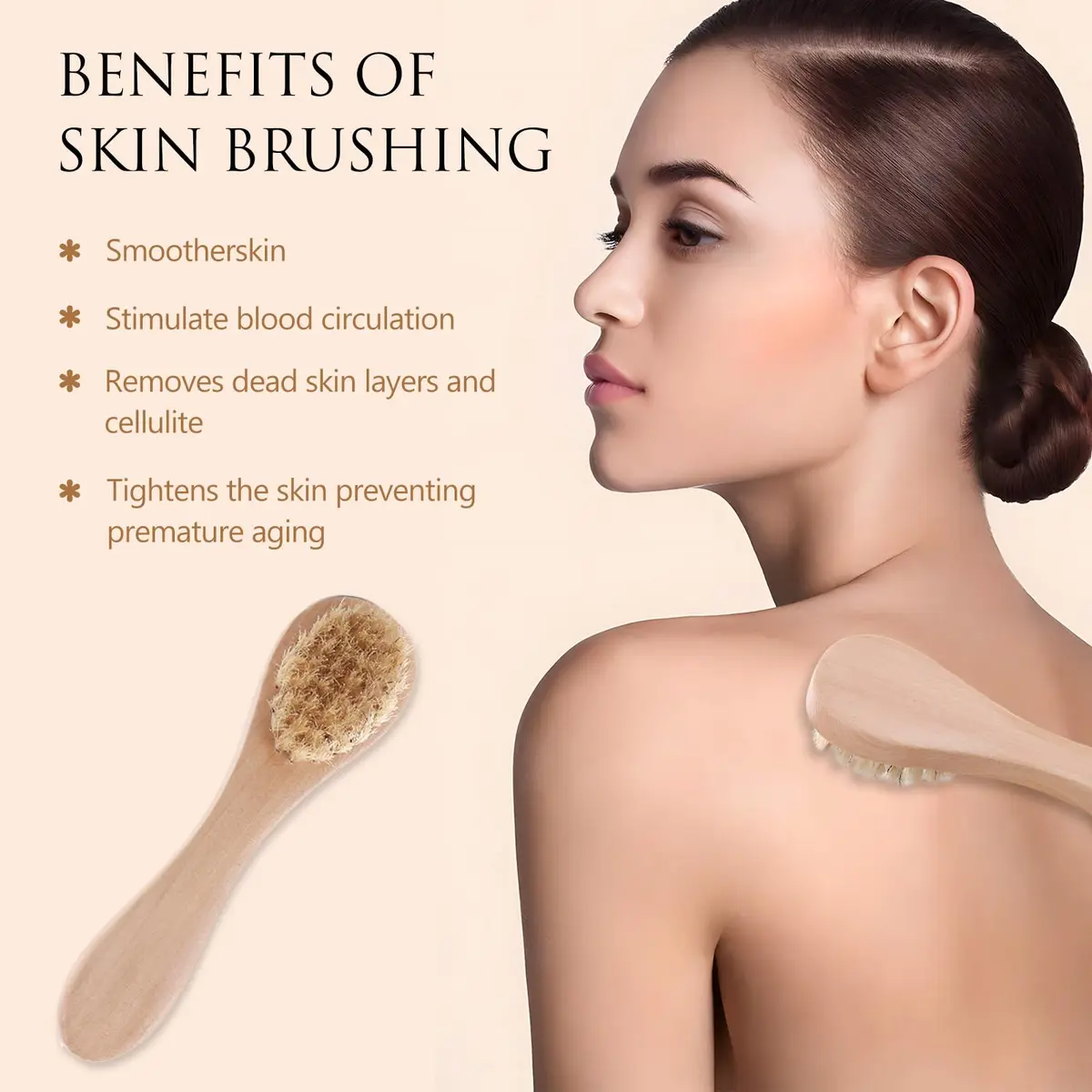 Kootinn Mini Dry Brush Natural Bristle Small Body Brush for Sensitive Areas | Exfoliating Facial & Skin Rejuvenation - view 4