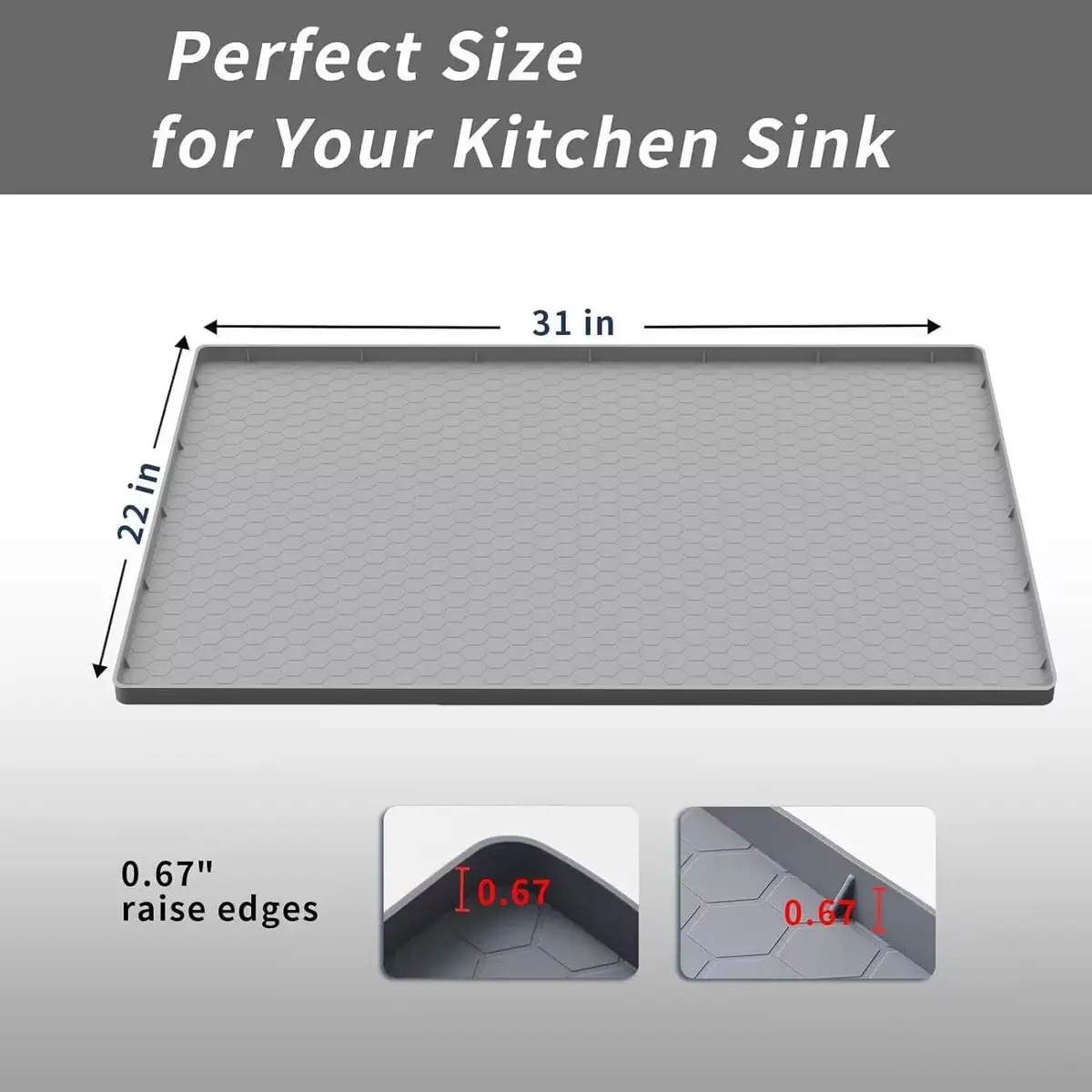 Sazteay Waterproof Silicone Under Sink Mat 31" x 22" | Protects Cabinets & Spills - view 2