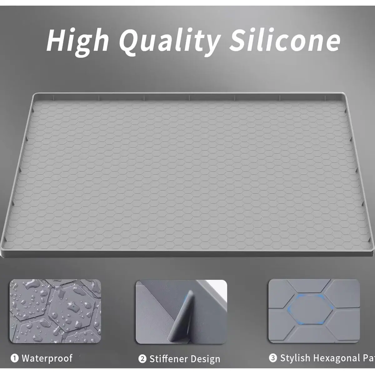Sazteay Waterproof Silicone Under Sink Mat 31" x 22" | Protects Cabinets & Spills - view 3