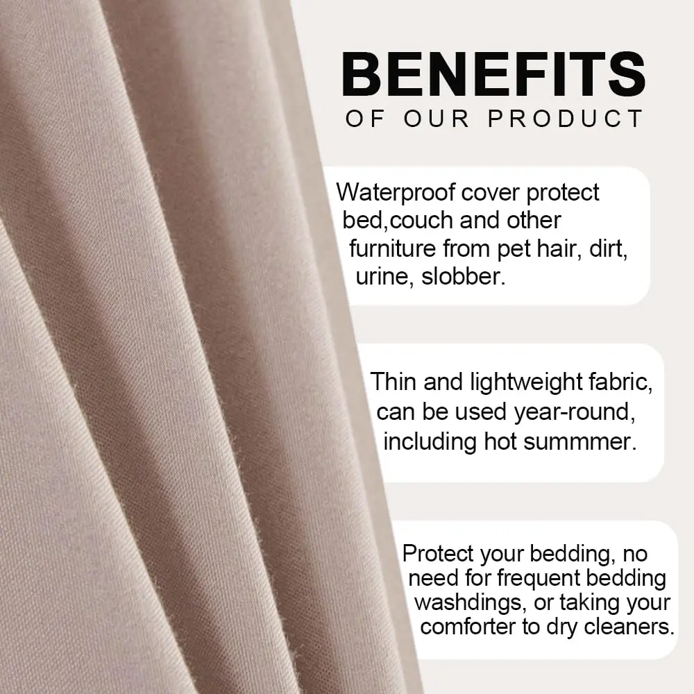 DUJUIKE Waterproof Bed Cover for Dog and Cats | 98x90 inch Cal King Bed Sheet | Breathable & Waterproof - view 7