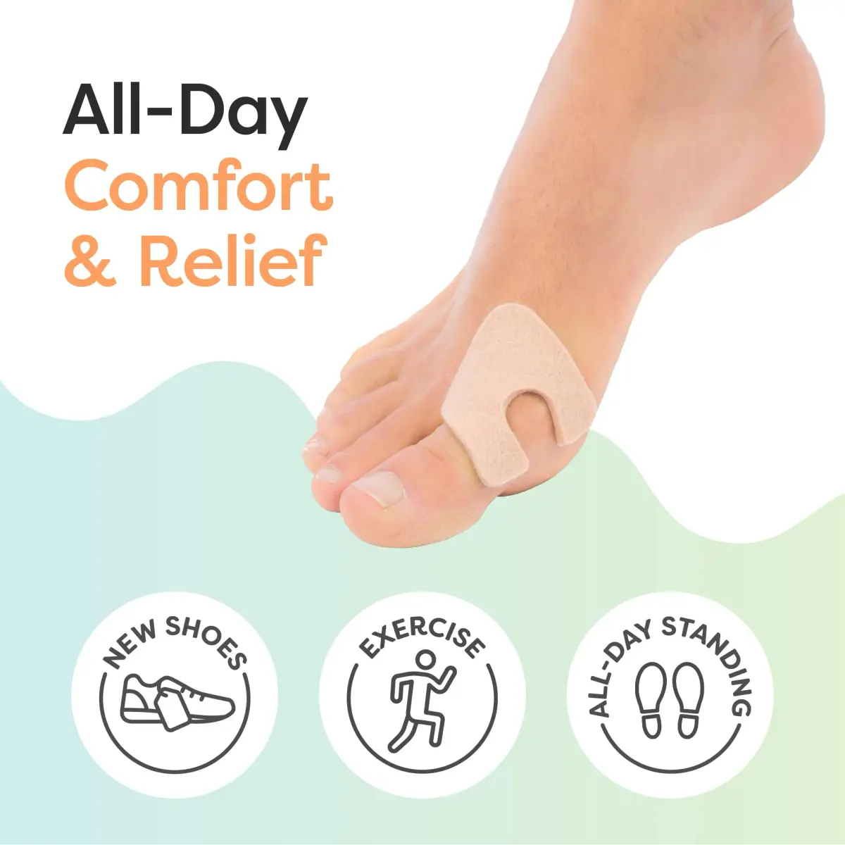 ZenToes U-Shaped Felt Callus Pads, 48 Count | Medical-Grade Felt Cushions for Foot Pain Relief - view 2