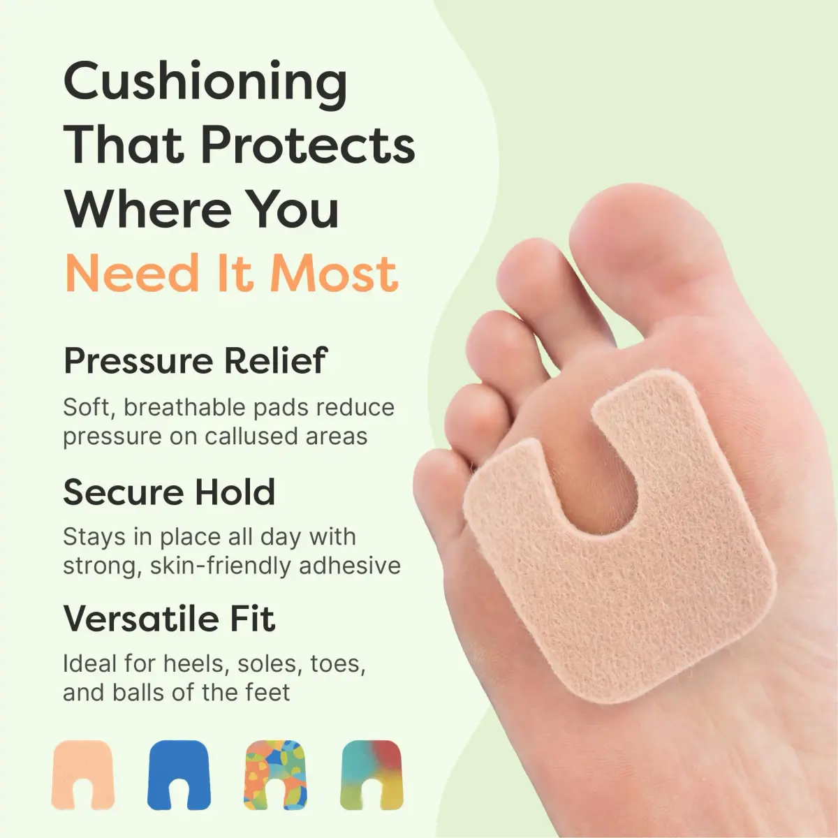 ZenToes U-Shaped Felt Callus Pads, 48 Count | Medical-Grade Felt Cushions for Foot Pain Relief - view 3