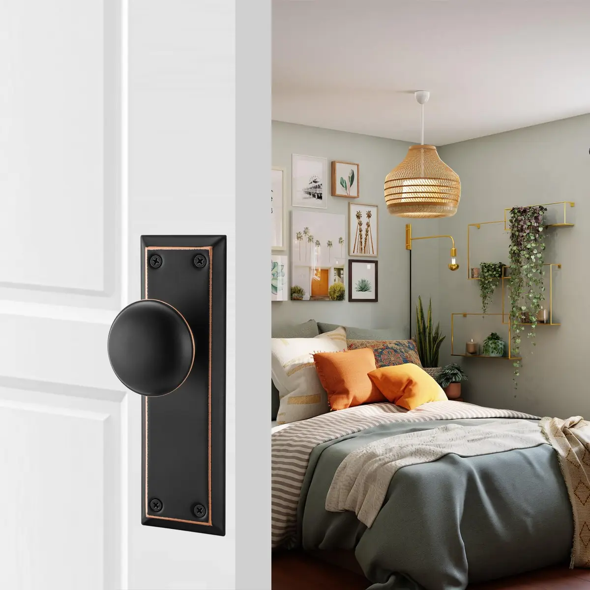 ToPToToo Dummy Door Knobs Interior, Oil Rubbed Bronze Antique Style, 2 Pack | For Closet, Bifold, and Interior Doors - view 2