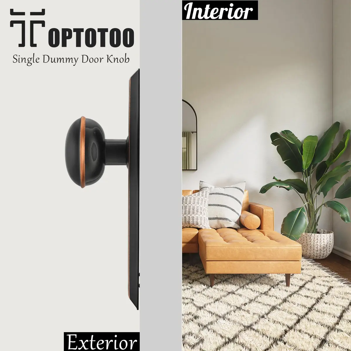 ToPToToo Dummy Door Knobs Interior, Oil Rubbed Bronze Antique Style, 2 Pack | For Closet, Bifold, and Interior Doors - view 4