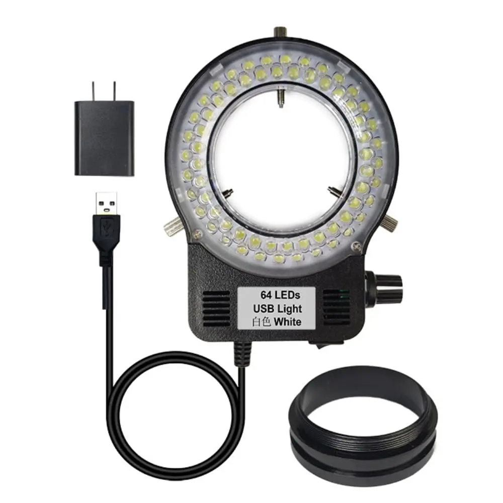 Gringoo 64 LED Ring Light Illuminator for Stereo Microscopes, 48mm Adapter Ring | Bright, Shadow-Free Illumination for Lab and Photography - main product image