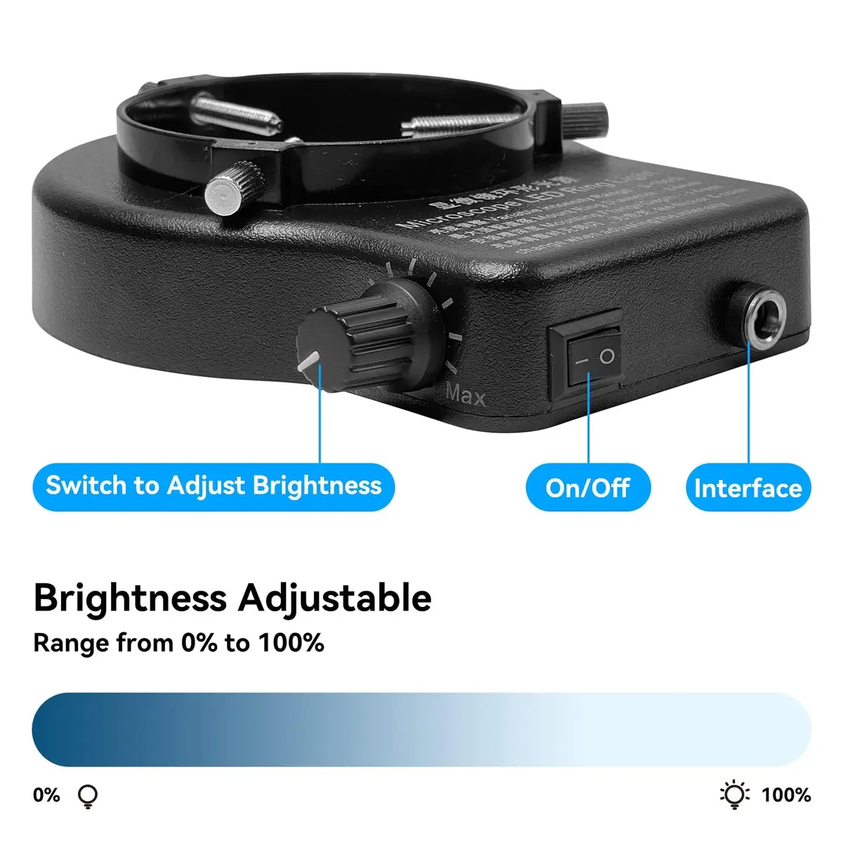 Gringoo 64 LED Ring Light Illuminator for Stereo Microscopes, 48mm Adapter Ring | Bright, Shadow-Free Illumination for Lab and Photography - view 4