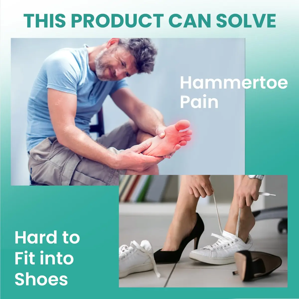 Welnove Hammertoe Corrector 6 Pack Toe Splints - Soft Gel Toe Straighteners for Bent, Curled, Crooked, Claw, Hammer Toes - 3 Different Sizes (Green) - view 6