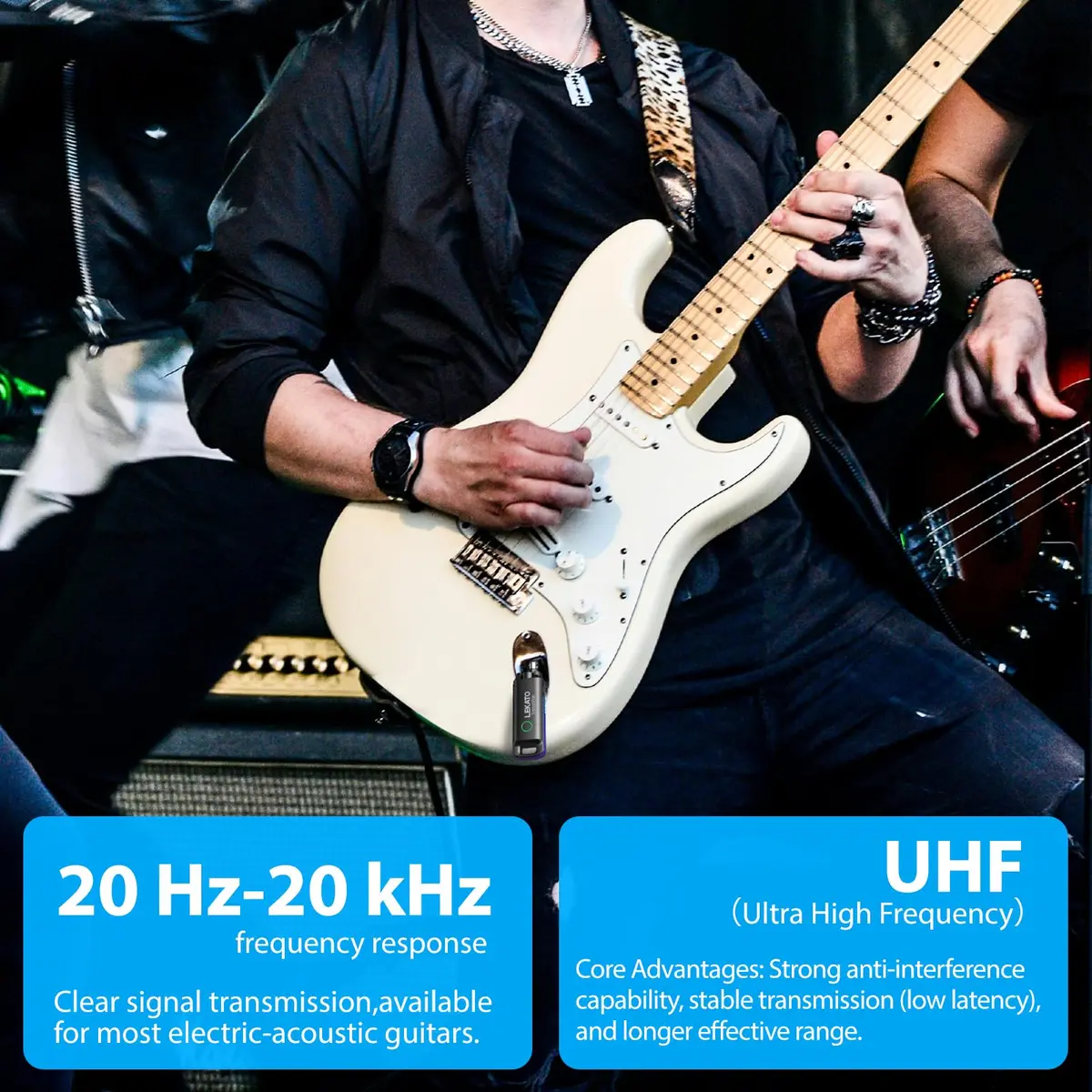 LEKATO UHF Wireless Guitar System with 70 Channels & 4 Receivers | Blue - view 7