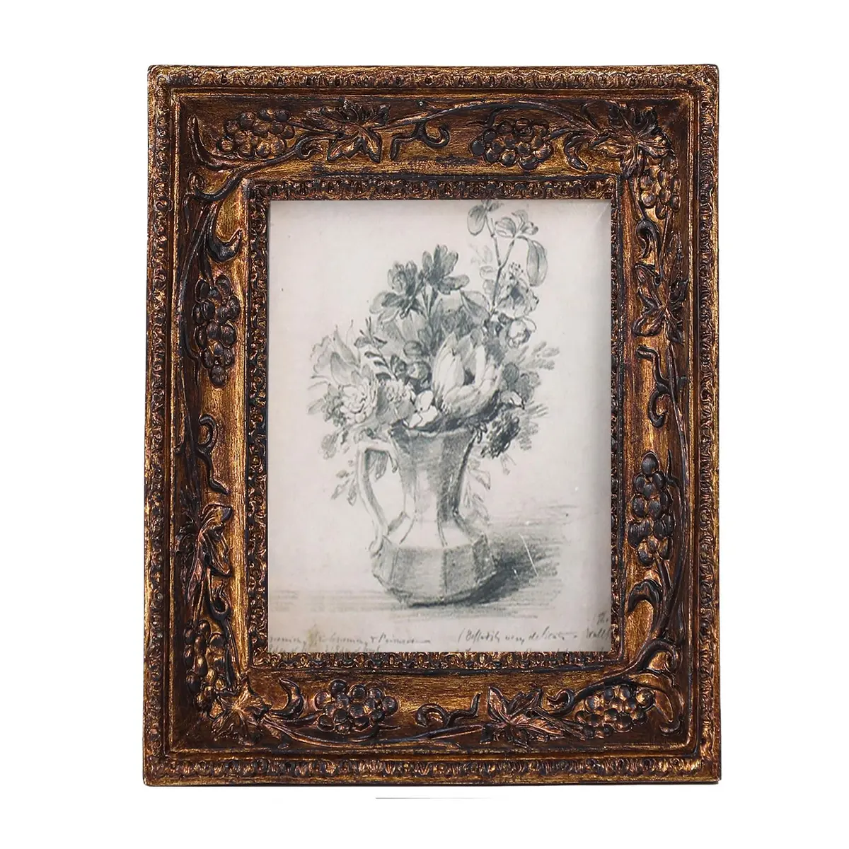 SIKOO Vintage Ornate Picture Frame 2.5x3.5 Inch (6.35x8.89 cm) | Hand-Carved Resin with Glass Front - main product image