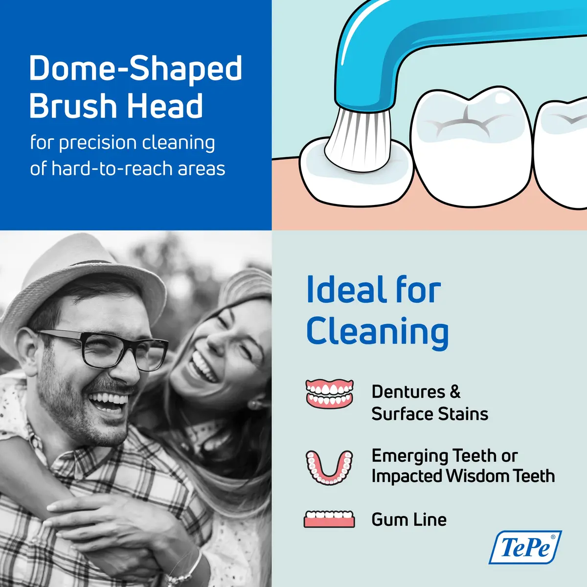 TePe Compact Tuft Toothbrush Single Tufted Brush End Orthodontic Toothbrush for Braces, Dental Implants, Denture Brush, Small Head, 2-Pack | Precision Cleaning for Hard-to-Reach Areas - view 2
