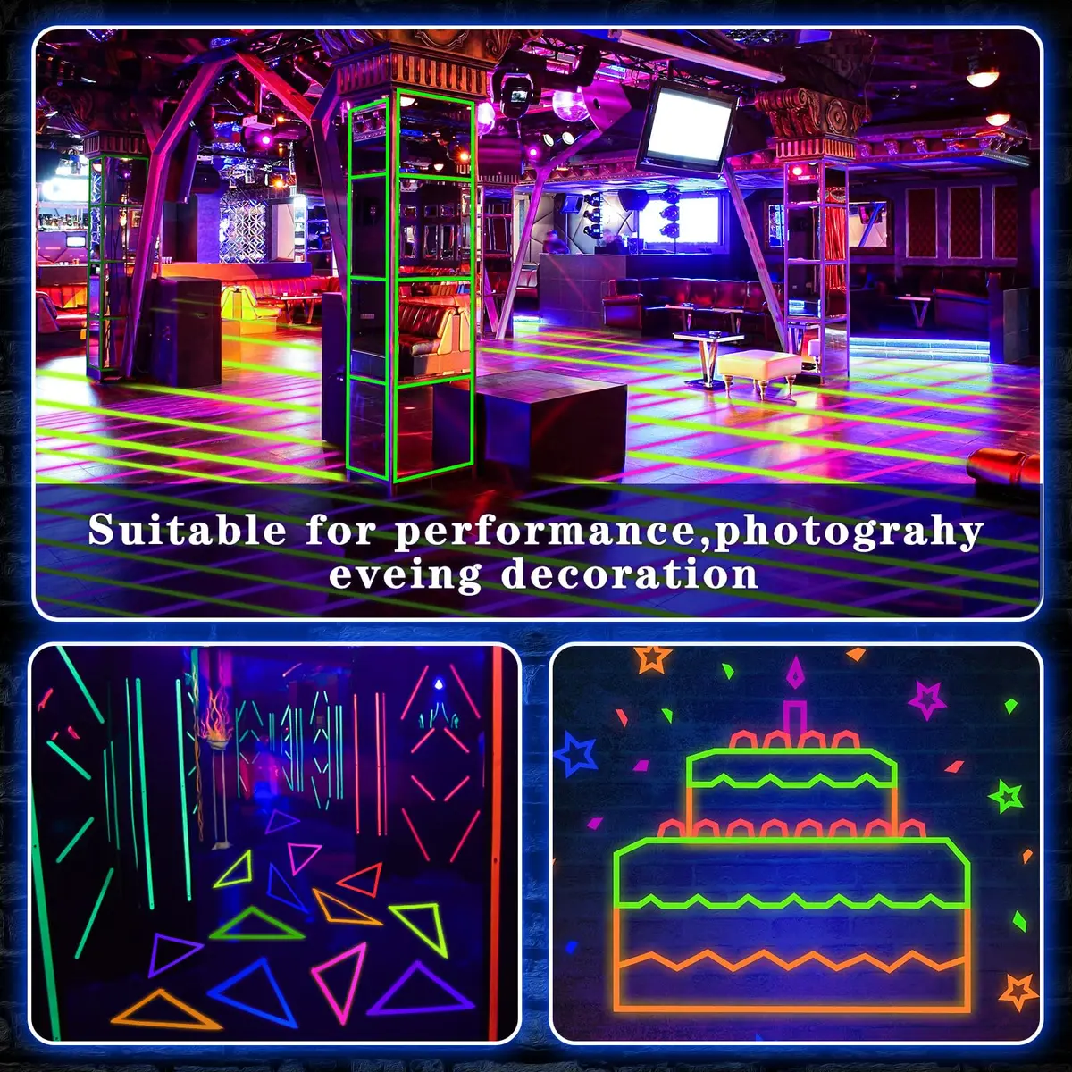 Whaline Neon Gaffer Cloth Tape 1 inch | Fluorescent Rainbow UV Blacklight Tape for UV Parties - view 6