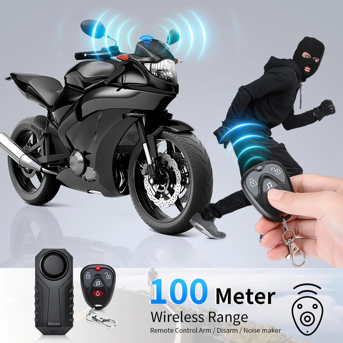 WSDCAM Loud Vibration Sensor Alarm with Remote | 113dB Anti-Theft Security for Bikes, Cars, Mailboxes - view 3