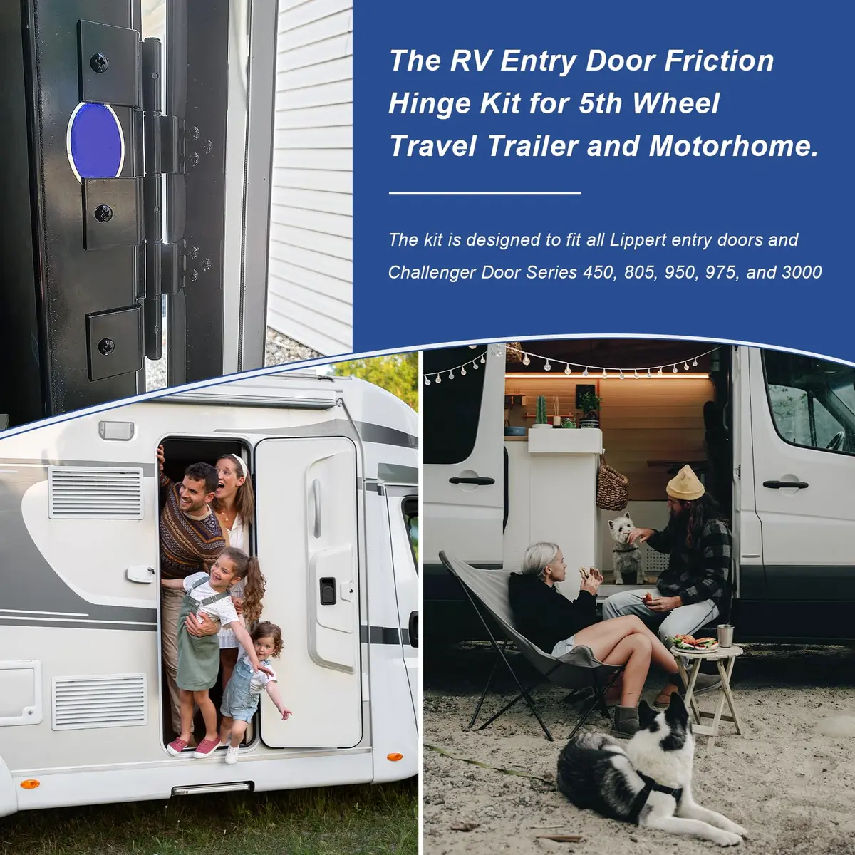 Ximoon RV Entry Door Friction Hinge Kit for 5th Wheel | Durable RV Hardware Upgrade - view 2