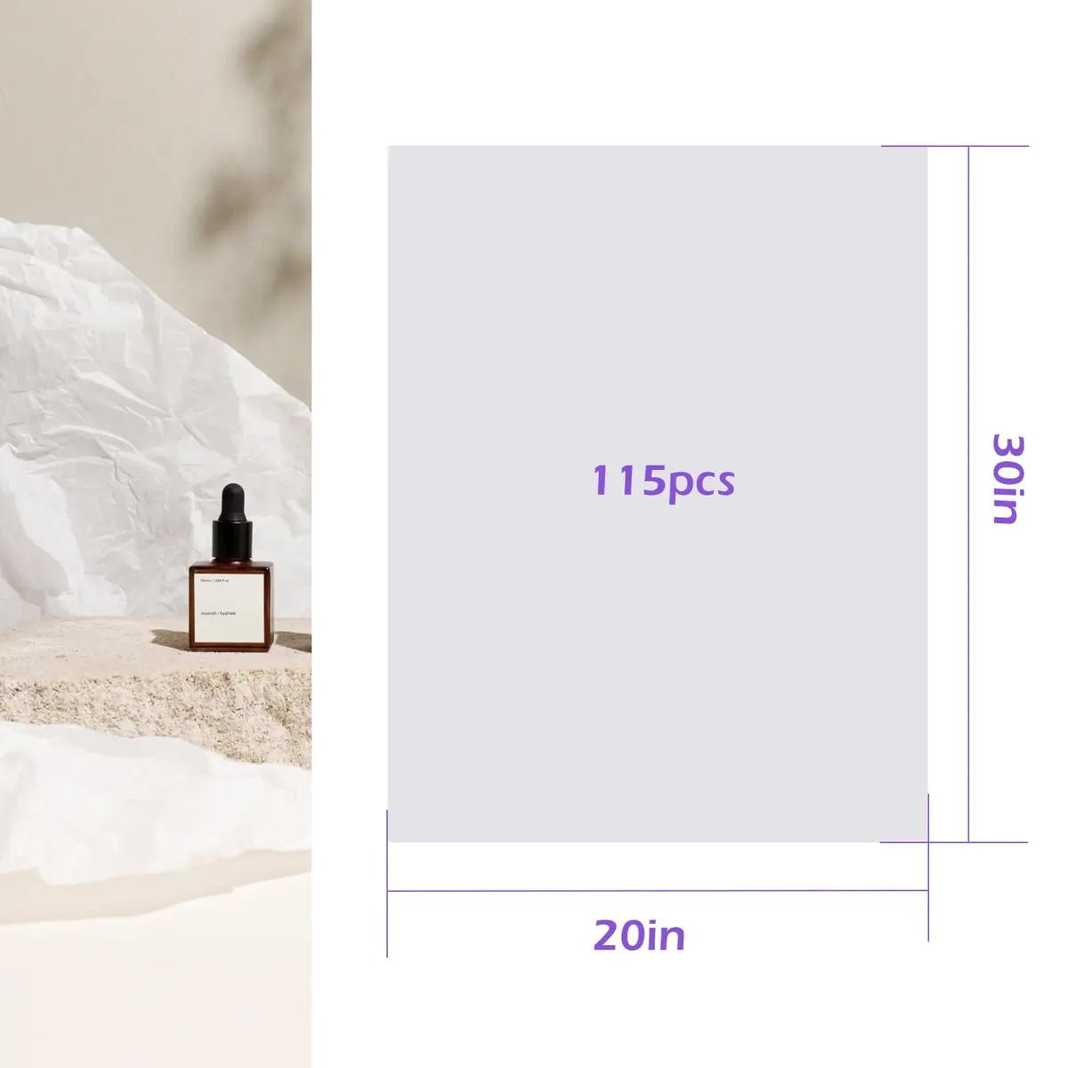 Simetufy White Tissue Paper Sheets 20x30 Inches (115 Sheets) | Archival Quality for Gifts & Crafts - view 2