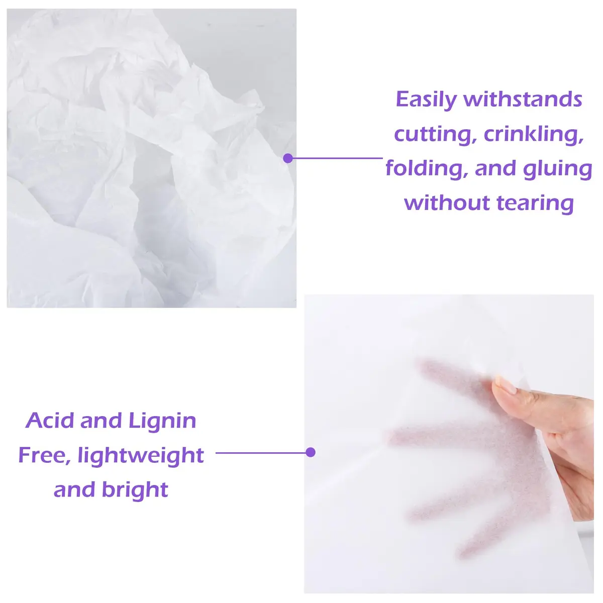 Simetufy White Tissue Paper Sheets 20x30 Inches (115 Sheets) | Archival Quality for Gifts & Crafts - view 3