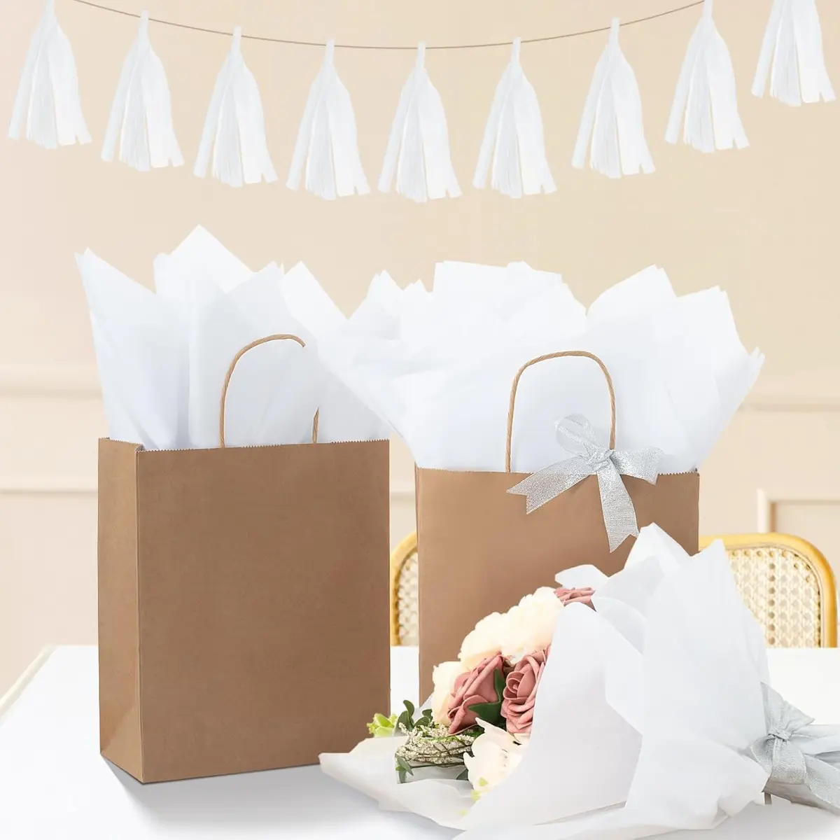Simetufy White Tissue Paper Sheets 20x30 Inches (115 Sheets) | Archival Quality for Gifts & Crafts - view 4