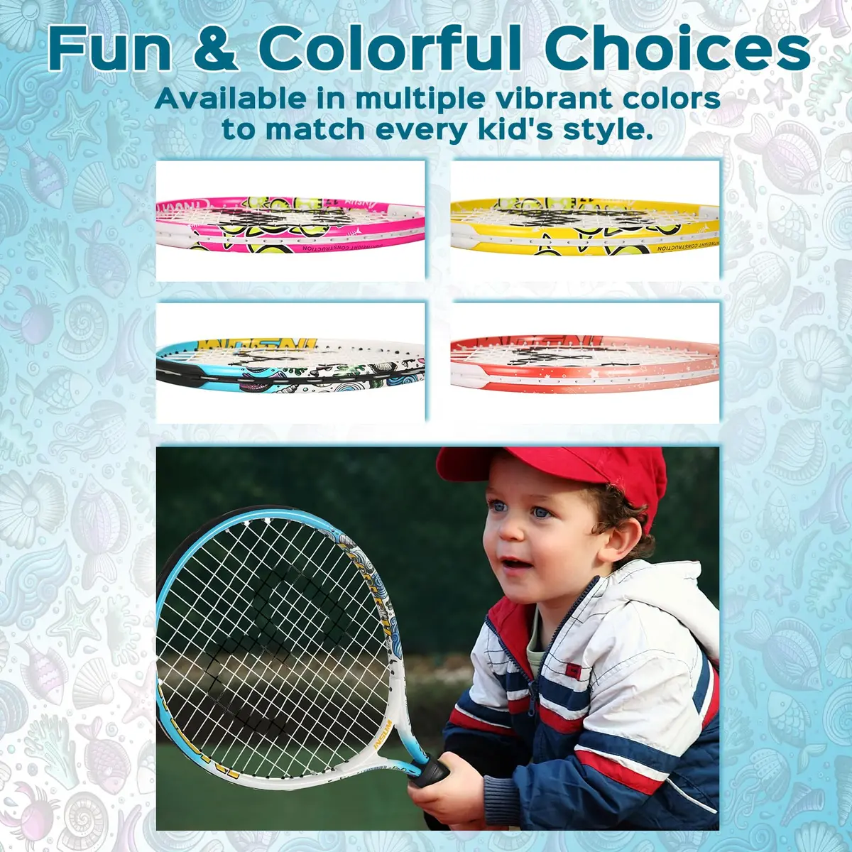 INSUM Junior Tennis Racket 17 Inch | Lightweight Aluminum, Beginner-Friendly (70-120 chars) - view 5