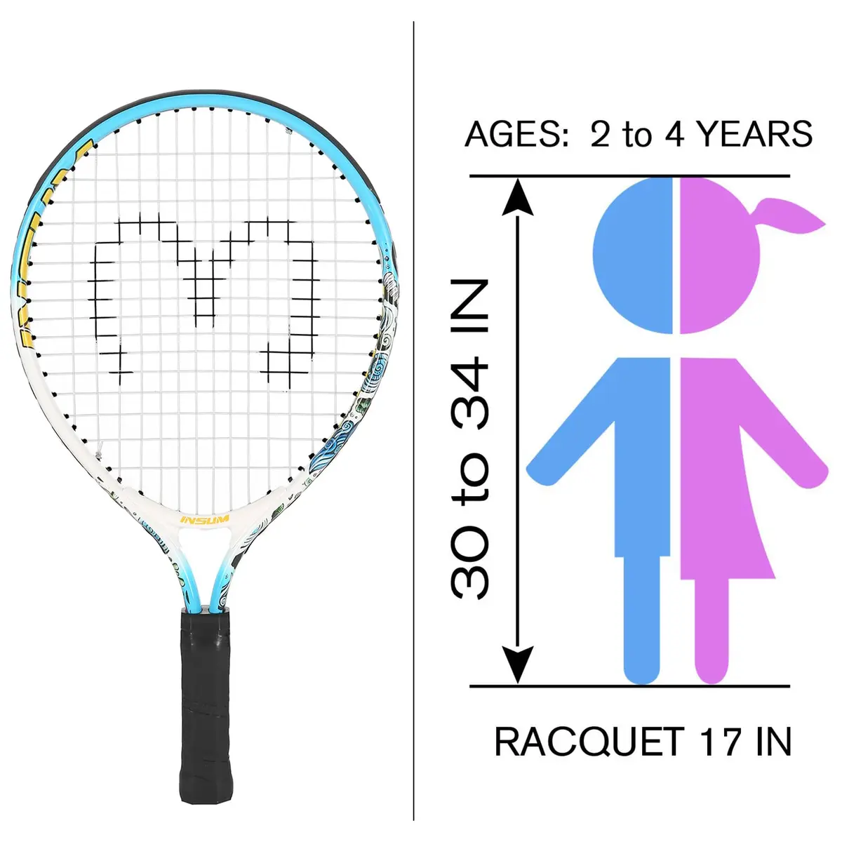 INSUM Junior Tennis Racket 17 Inch | Lightweight Aluminum, Beginner-Friendly (70-120 chars) - view 7