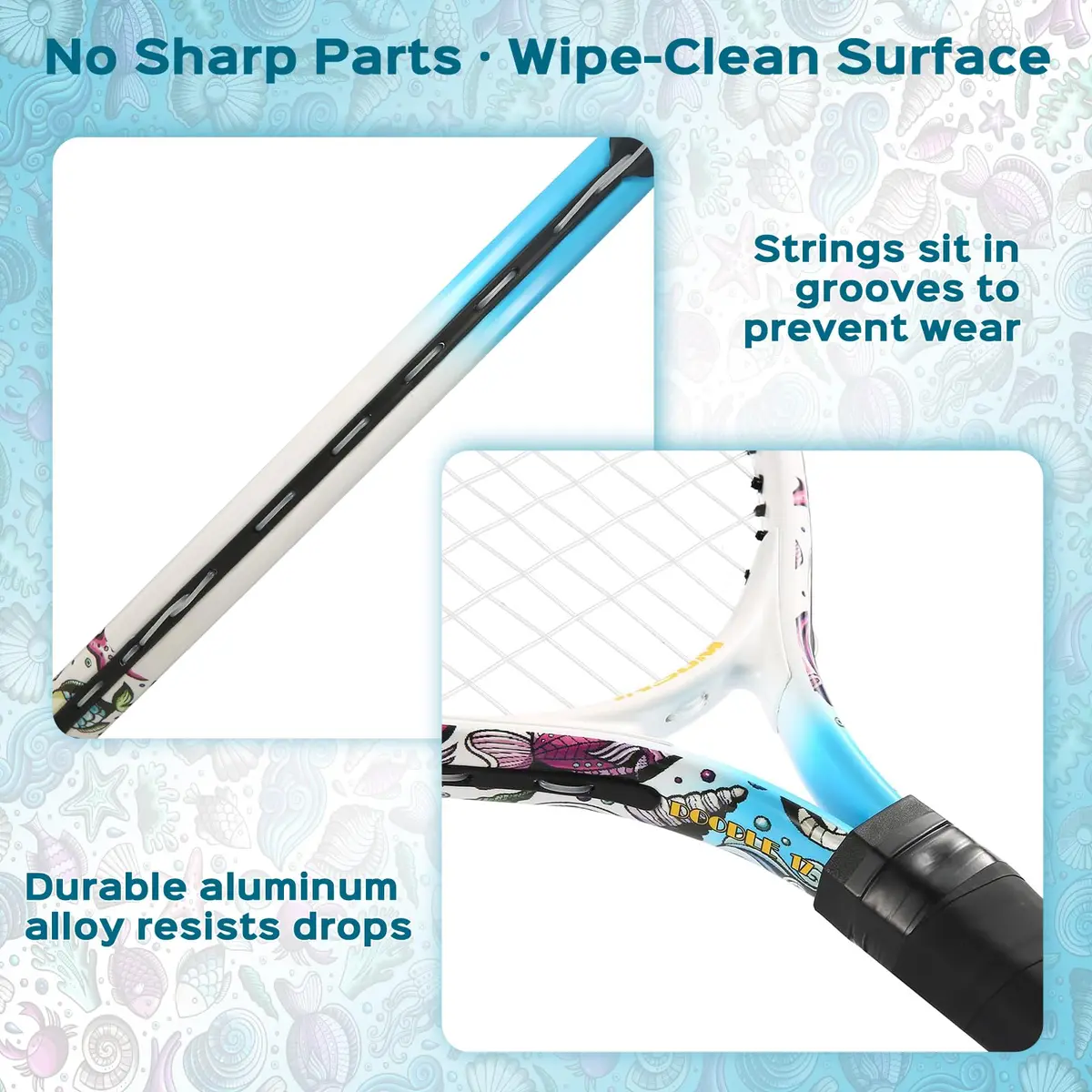 INSUM Junior Tennis Racket 17 Inch | Lightweight Aluminum, Beginner-Friendly (70-120 chars) - view 3