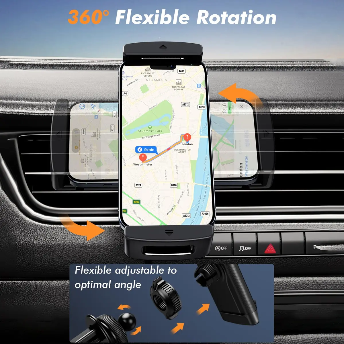 OATSBASF Air Vent Clip Car Phone Mount for Galaxy Fold 8 Ultra/8/7/6 | 360° Rotatable, Heavy-Duty, Universal Compatibility - view 6