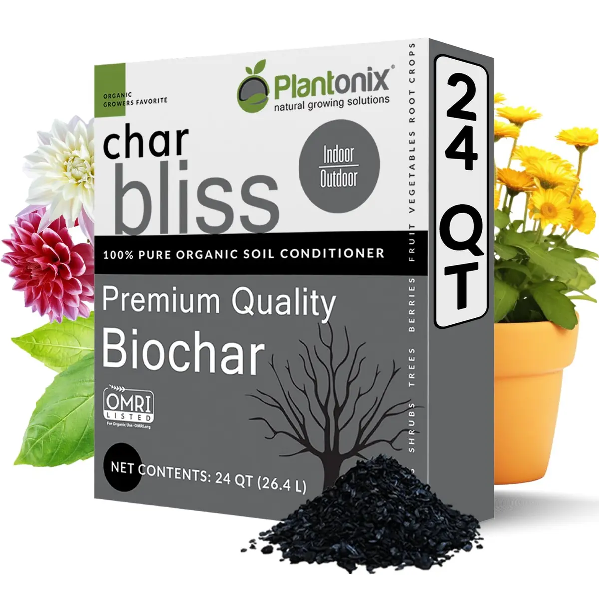 plantonix Char Bliss 24 Qts Organic Biochar Soil Amendment | Carbon-Negative Soil Conditioner - main product image