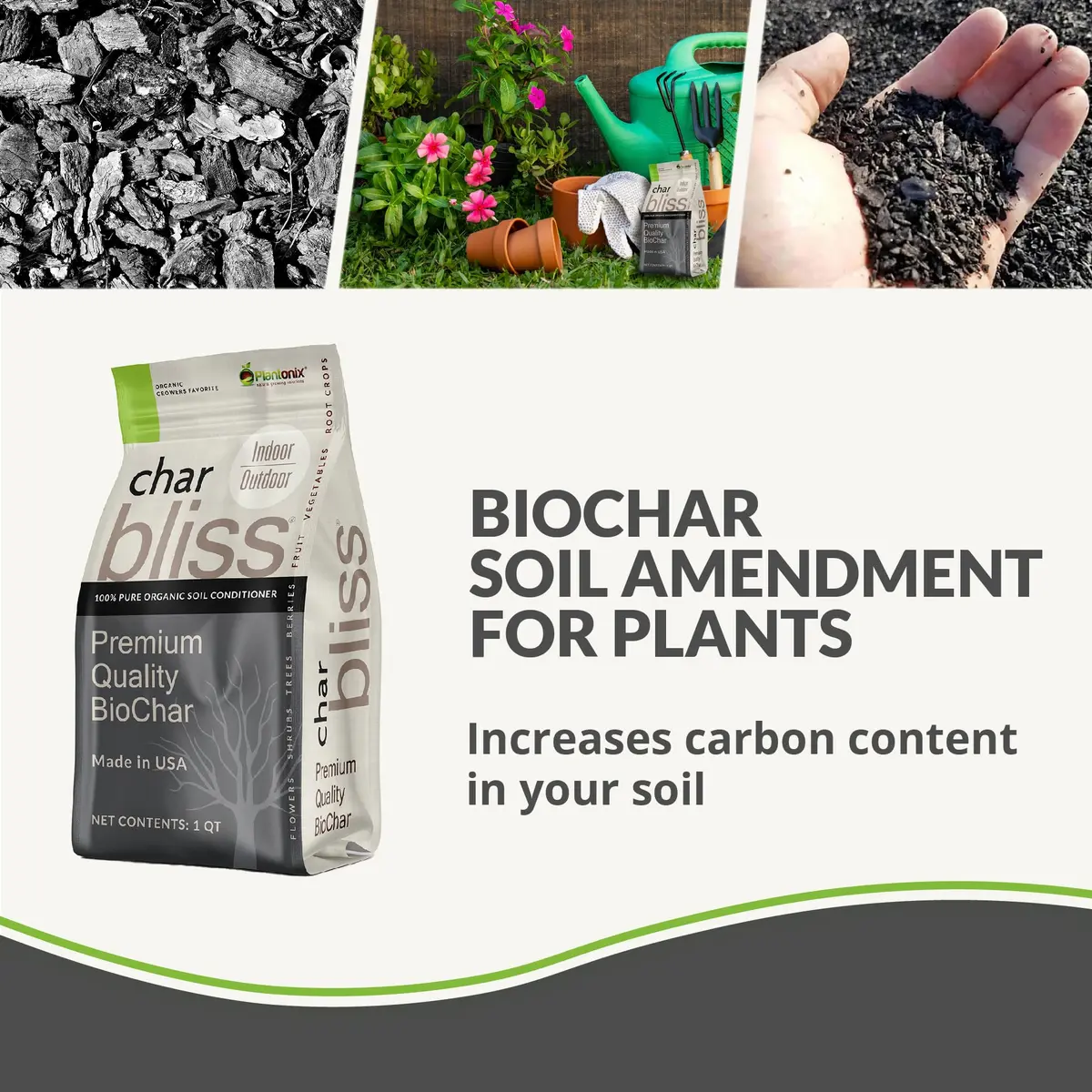 plantonix Char Bliss 24 Qts Organic Biochar Soil Amendment | Carbon-Negative Soil Conditioner - view 2
