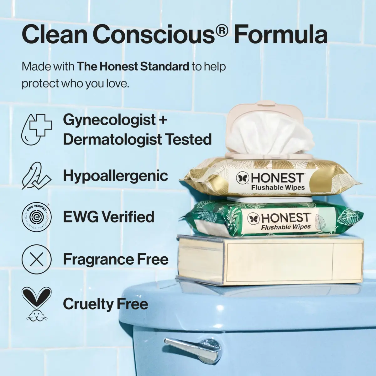 The Honest Company Flushable Wipes Hypoallergenic 42 Count | Dermatologist Tested for Sensitive Skin - view 3