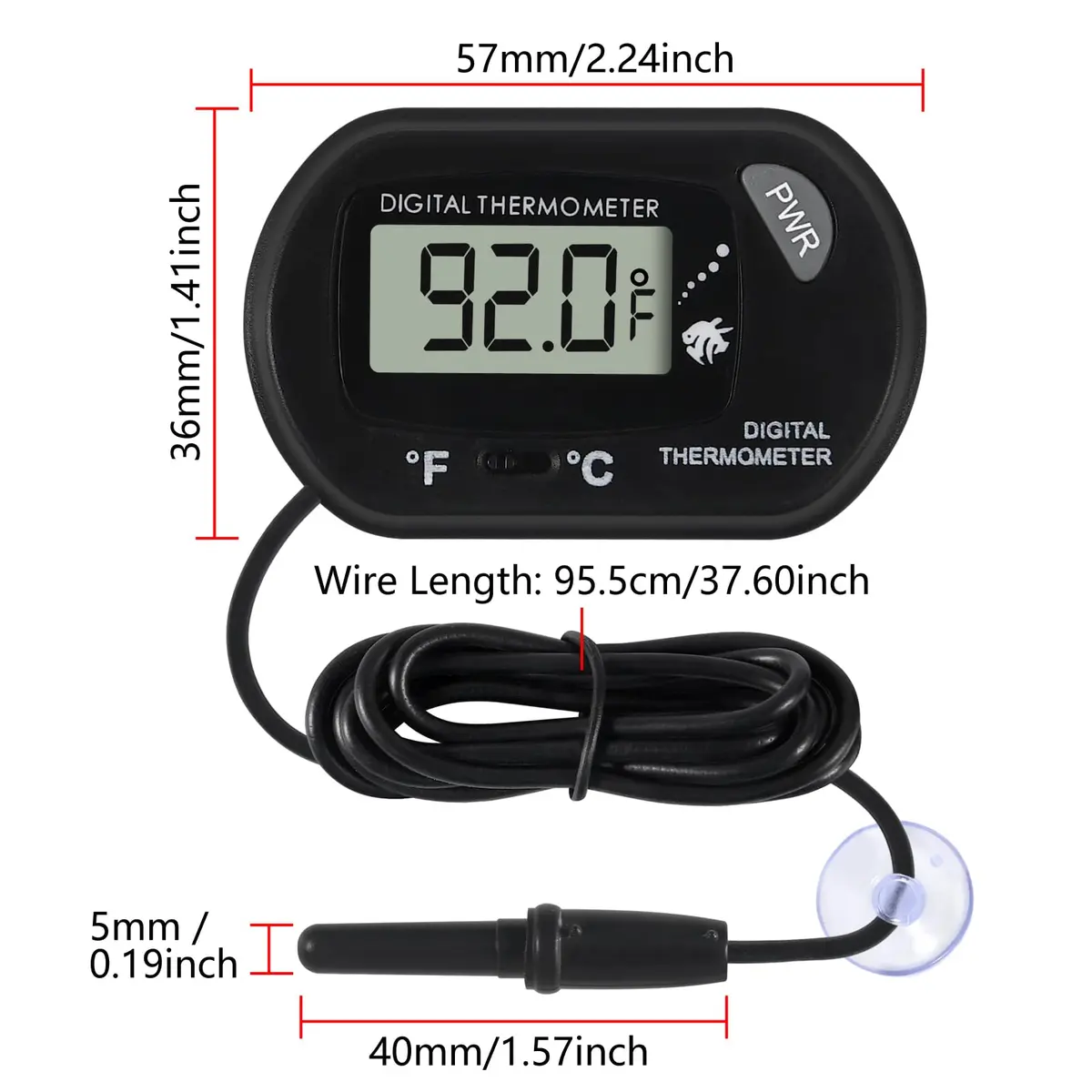 DORHEA Digital Aquarium Thermometer 4-Pack | -50°C to +70°C (-58°F to +158°F) with LCD Display - view 5