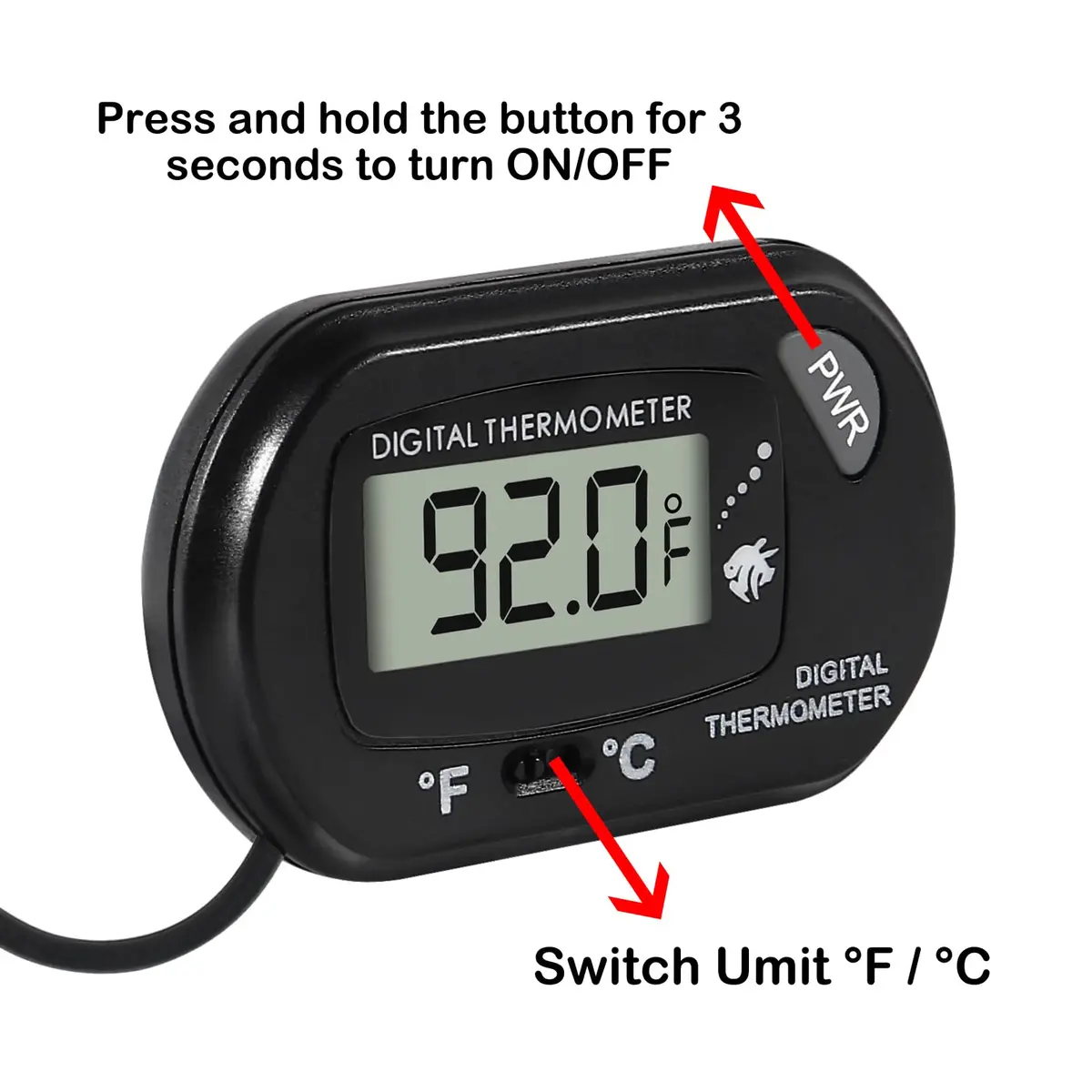 DORHEA Digital Aquarium Thermometer 4-Pack | -50°C to +70°C (-58°F to +158°F) with LCD Display - view 3