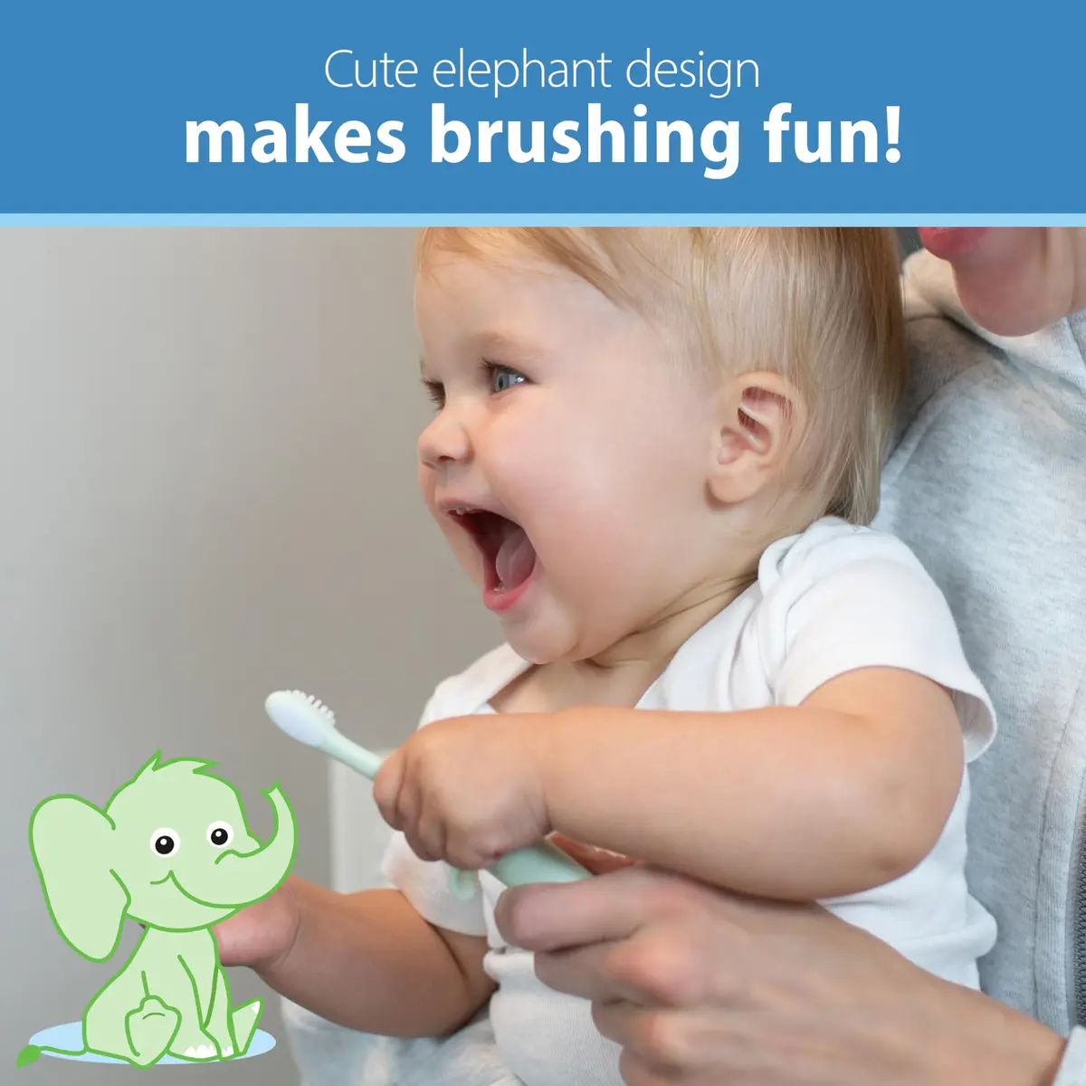 Dr. Brown's Infant-to-Toddler Toothbrush and Toothpaste Set, Mint Elephant | BPA-Free & Fluoride-Free Oral Care for Ages 0-3 - view 8
