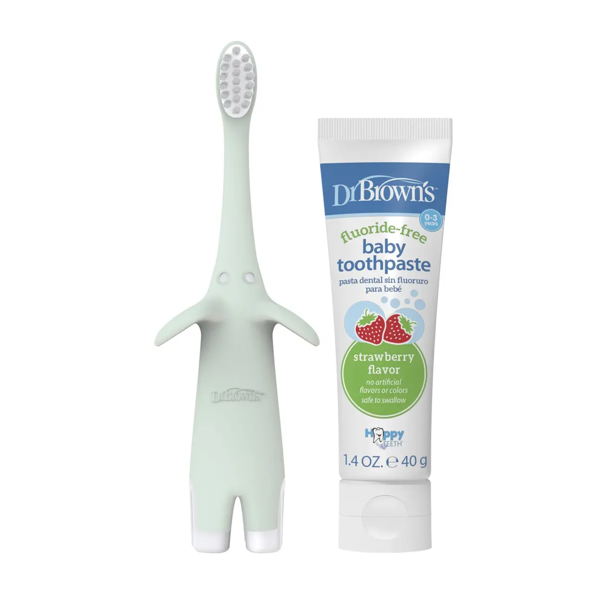 Dr. Brown's Infant-to-Toddler Toothbrush and Toothpaste Set, Mint Elephant | BPA-Free & Fluoride-Free Oral Care for Ages 0-3 - view 2