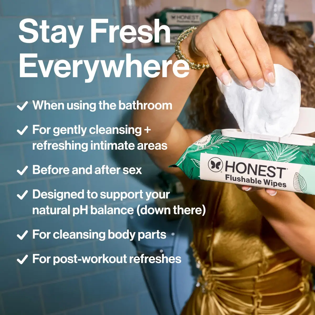 The Honest Company Flushable Wipes Tropical Leaves 336ct (152g) | Hypoallergenic & Septic Safe - view 5