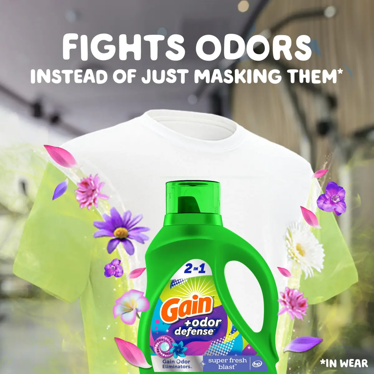 Gain Odor Defense Liquid Laundry Detergent Super Fresh Blast 308 fl oz (154 fl oz Pack of 2) | Fights Odor & Lasts - view 3
