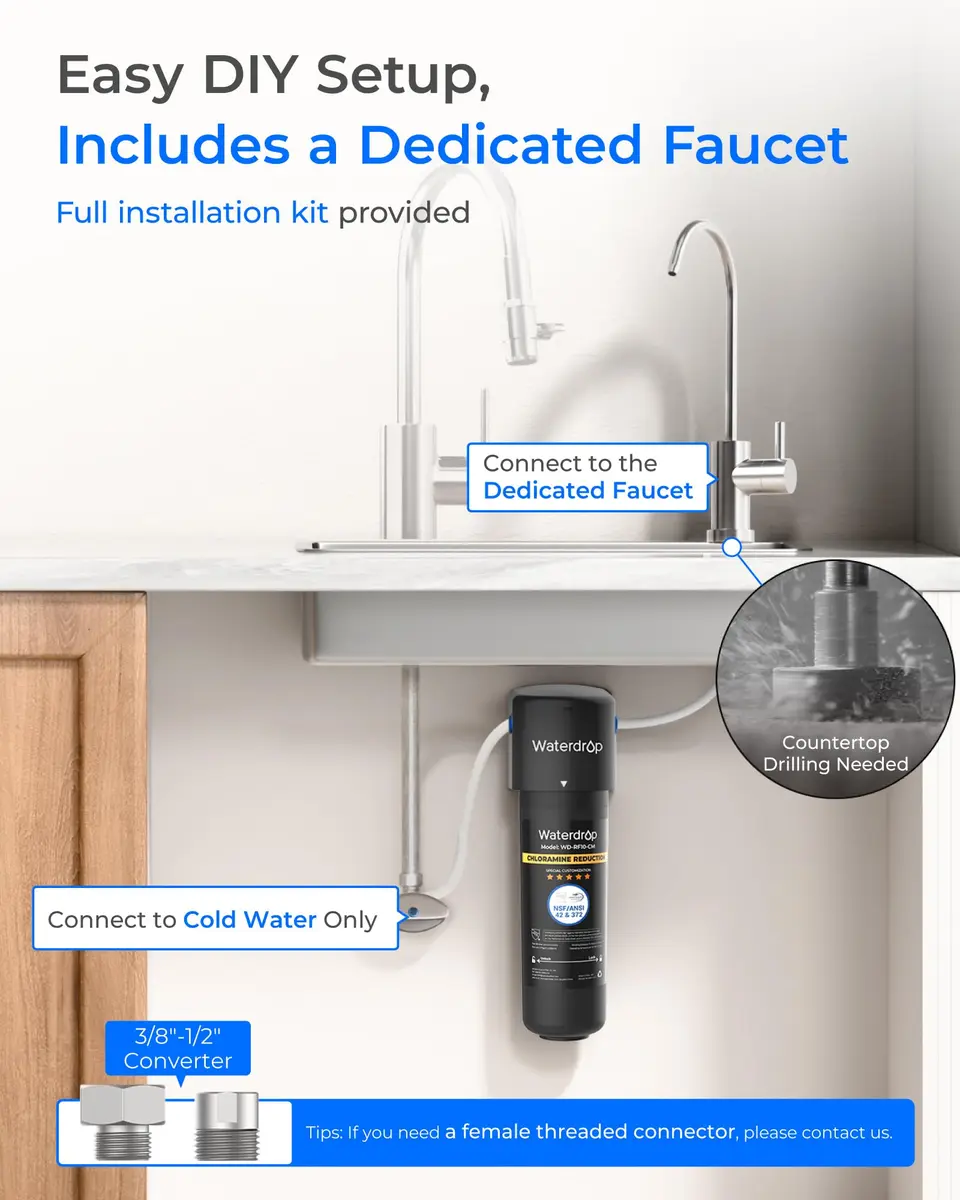 Waterdrop 10UB-CM Under Sink Water Filter System 950 Gallons (3596 Litres) | NSF/ANSI 42 Certified Chloramine Reduction - view 7