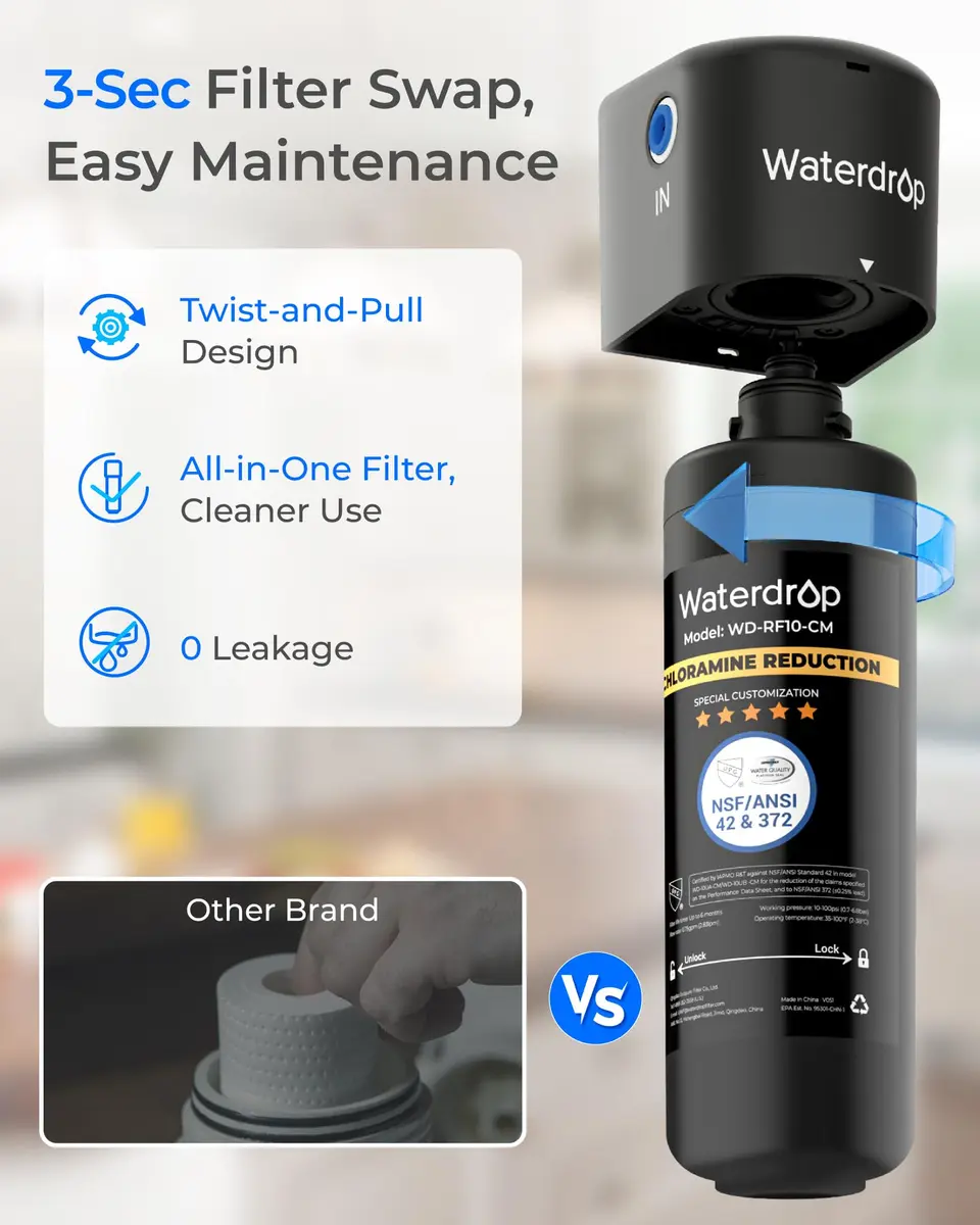 Waterdrop 10UB-CM Under Sink Water Filter System 950 Gallons (3596 Litres) | NSF/ANSI 42 Certified Chloramine Reduction - view 8