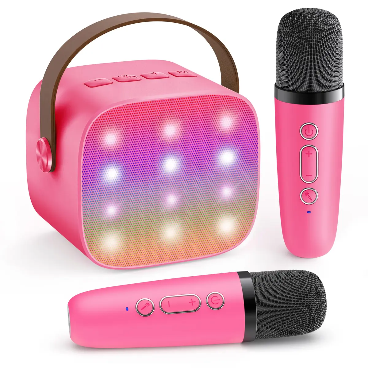 YLL Mini Karaoke Machine for Kids | Portable Bluetooth Karaoke with 2 Wireless Microphones, 5 Magic Voices, for Ages 3-12 - main product image
