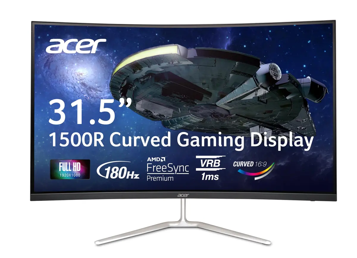 Acer Nitro 31.5in FHD 1920x1080 Curved 180Hz Gaming Monitor EDA320Q Pbiipx | AMD FreeSync Premium, 180Hz, 1ms Response, VESA Mount - main product image