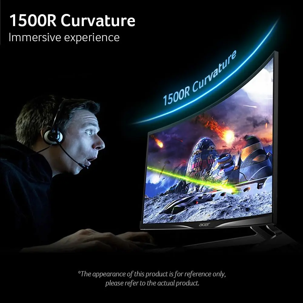 Acer Nitro 31.5in FHD 1920x1080 Curved 180Hz Gaming Monitor EDA320Q Pbiipx | AMD FreeSync Premium, 180Hz, 1ms Response, VESA Mount - view 6