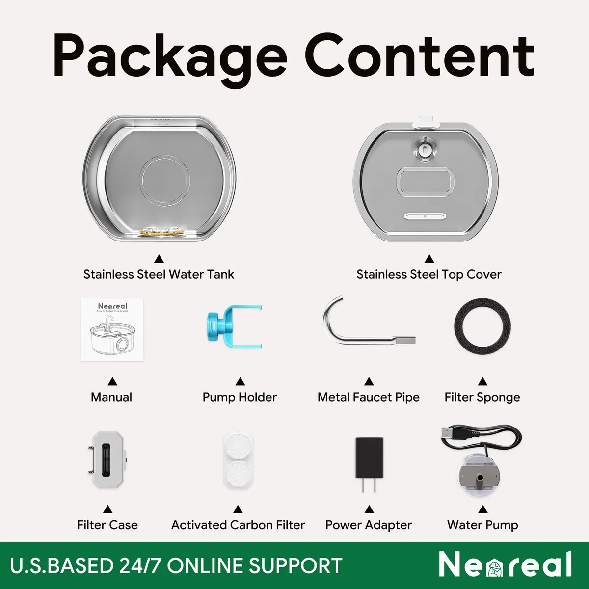 Neareal Cat Water Fountain Stainless Steel 3.2L | Quiet, Durable & Easy to Refill - view 9
