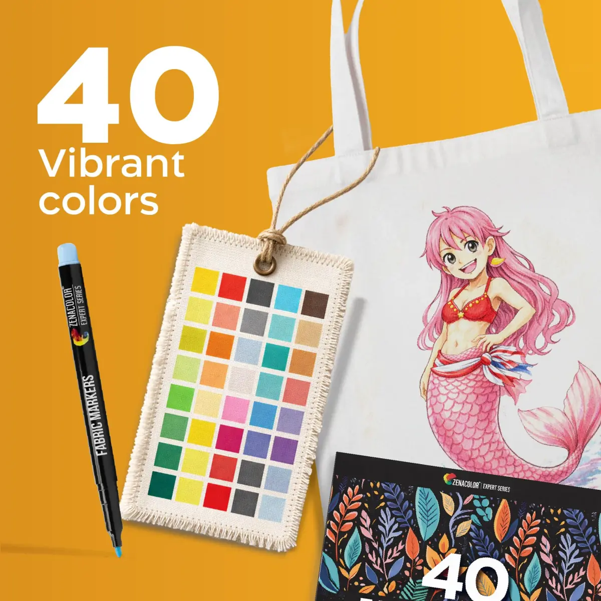 Zenacolor 40 Fabric Markers Pens Set - Non-Toxic, Permanent Ink, Fine Tip | Water-Based, Fade-Resistant - view 3