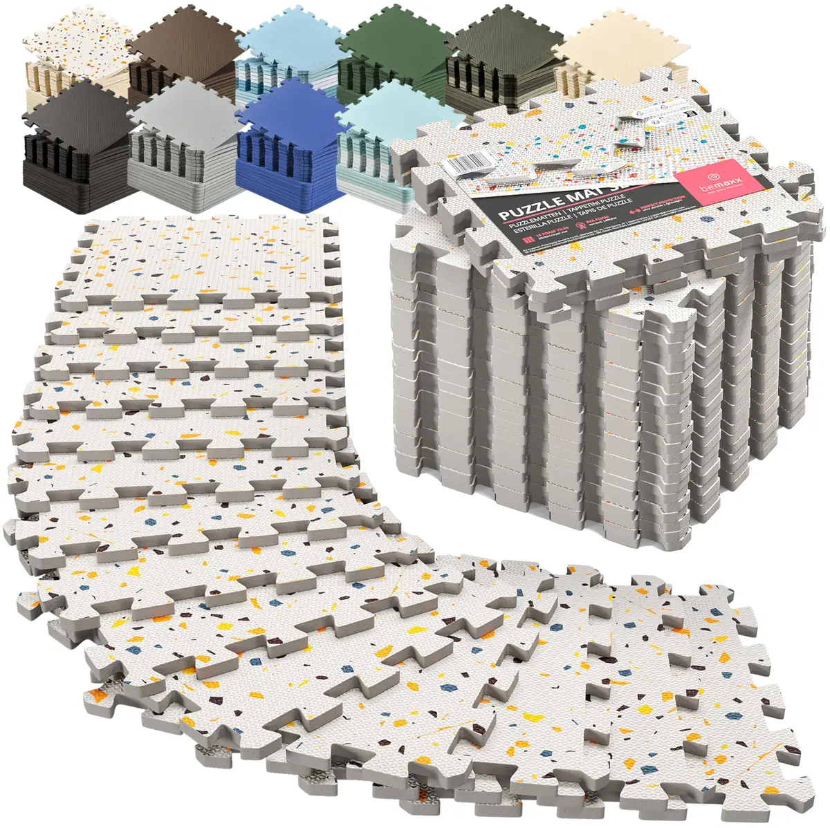 BeMaxx Gym Mats Set - EVA Interlocking Foam Floor Tiles 18 pcs | Anti-Fatigue Workout Mat Puzzle - main product image