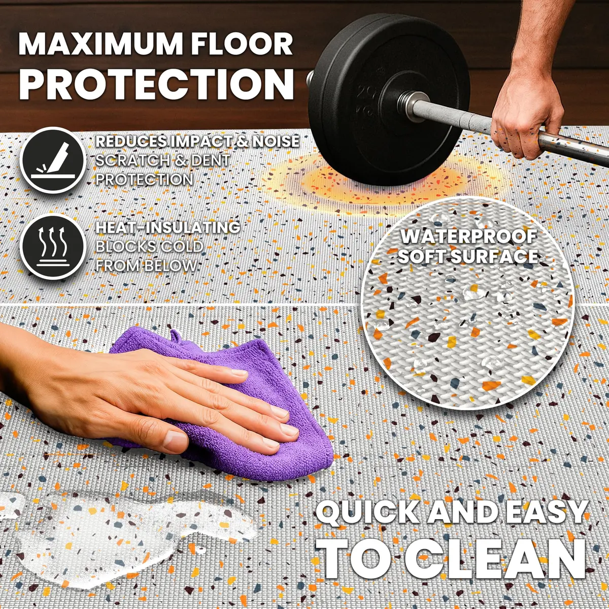 BeMaxx Gym Mats Set - EVA Interlocking Foam Floor Tiles 18 pcs | Anti-Fatigue Workout Mat Puzzle - view 7