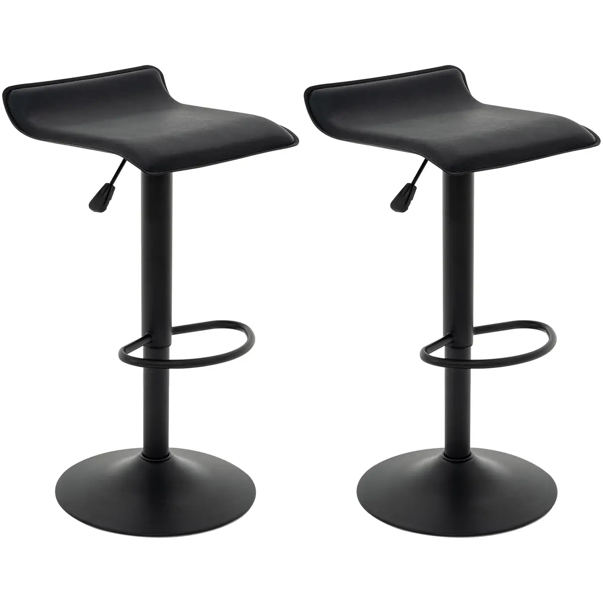 Vogue Furniture Direct PU Leather Adjustable Swivel Backless Bar Stools Set of 2 | Modern, 24-31.5 inch, Black - main product image