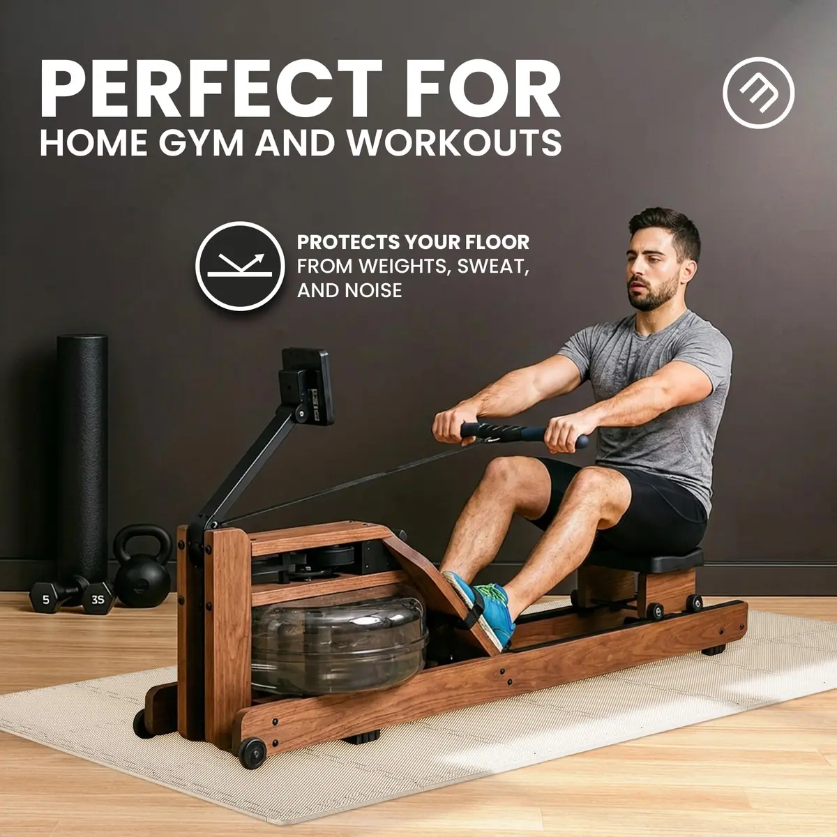 BeMaxx Interlocking EVA Foam Floor Tiles Workout Mat Set with Edge Pieces - 18 Tiles (18 sq ft), Warm Sand | Protects Floors from Scratches, Sweat & Noise - view 6