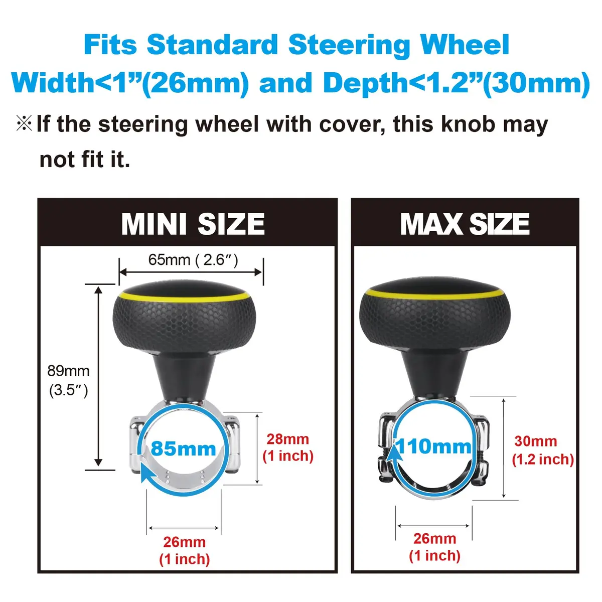 Hypersonic Steering Wheel Spinner Knob - Compatible with Standard Steering Wheels - Smooth Suicide Knob for Car, Tractor, Mower, Boat and Maneuver - view 5